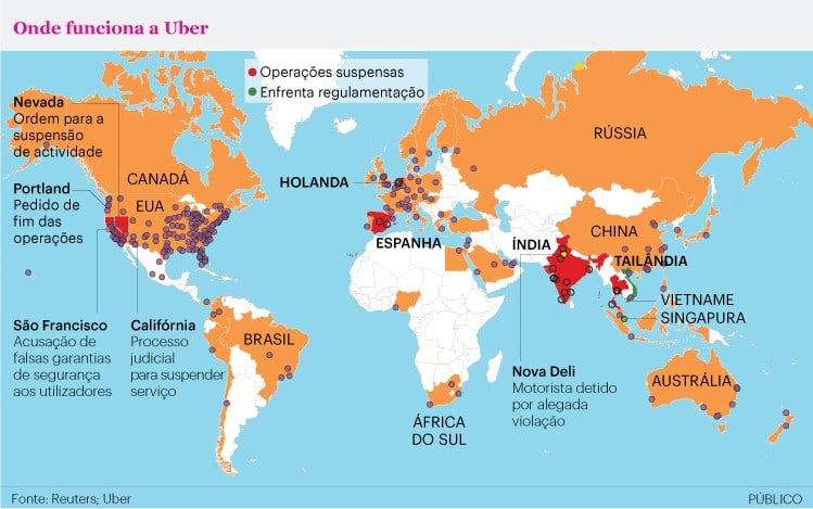 Uber no mundo
