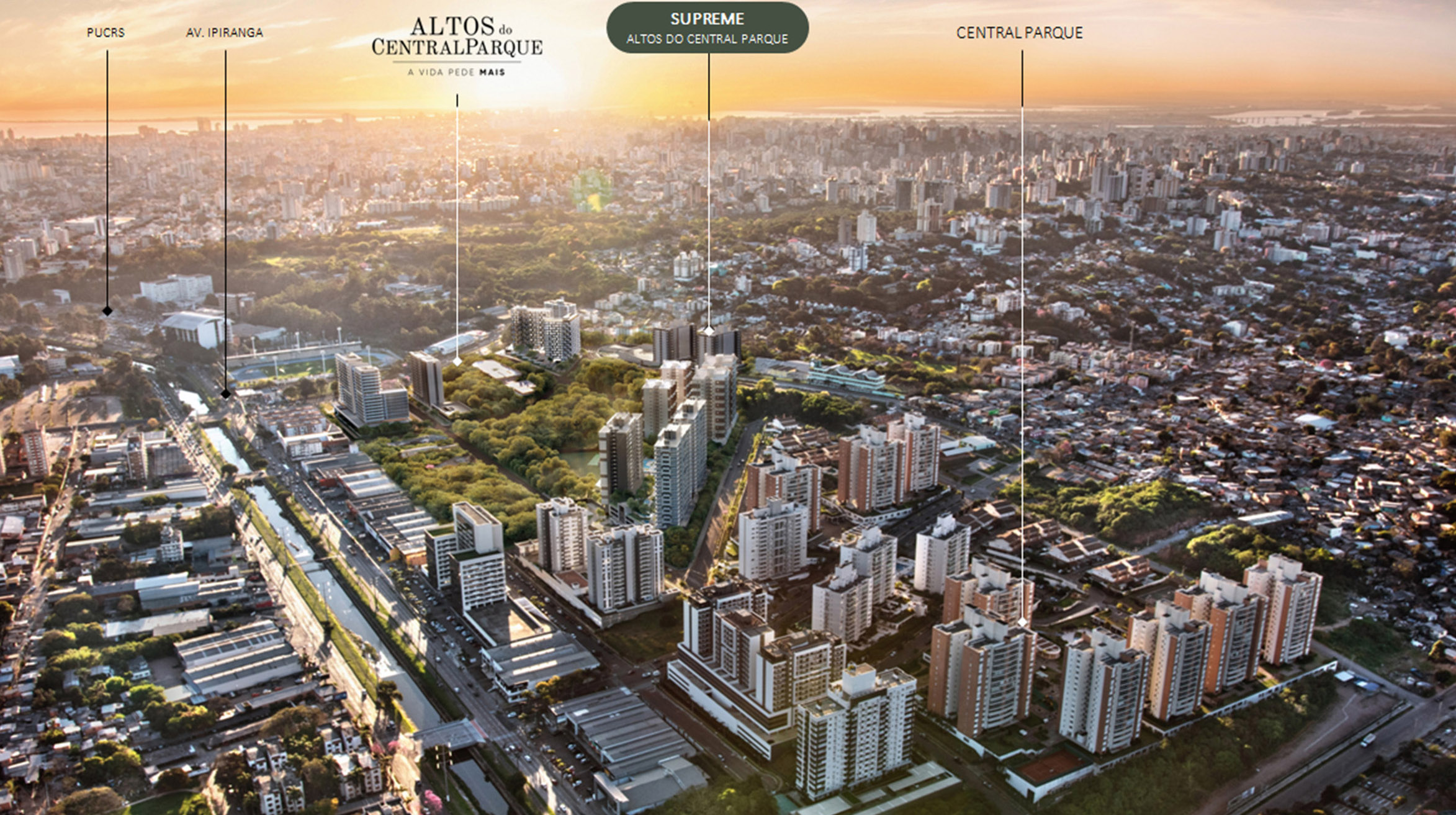 Imagem aérea que mostra a proximidade do empreendimento com pontos importantes