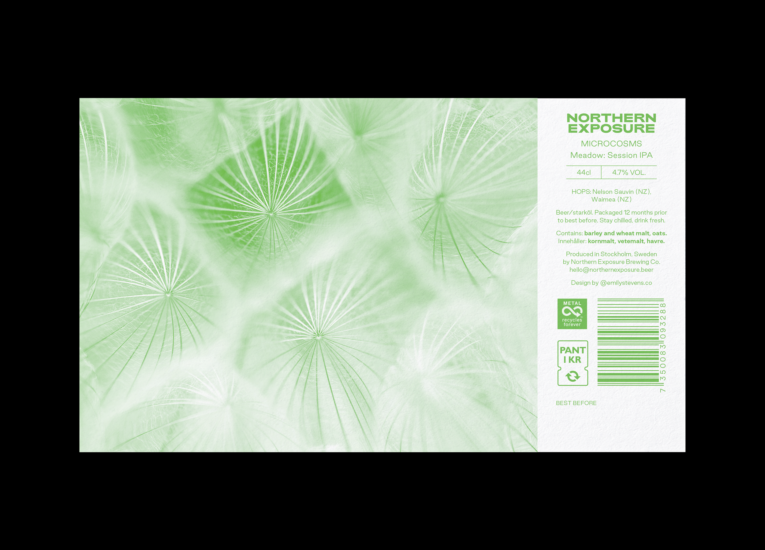 Northern Exposure label design for Microcosms: Meadow
