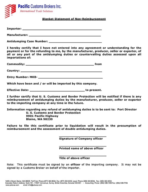 US Customs Forms (PDF) PCBUS