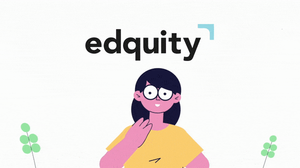 A student looks relieved to receive $500 from the Edquity app on her phone