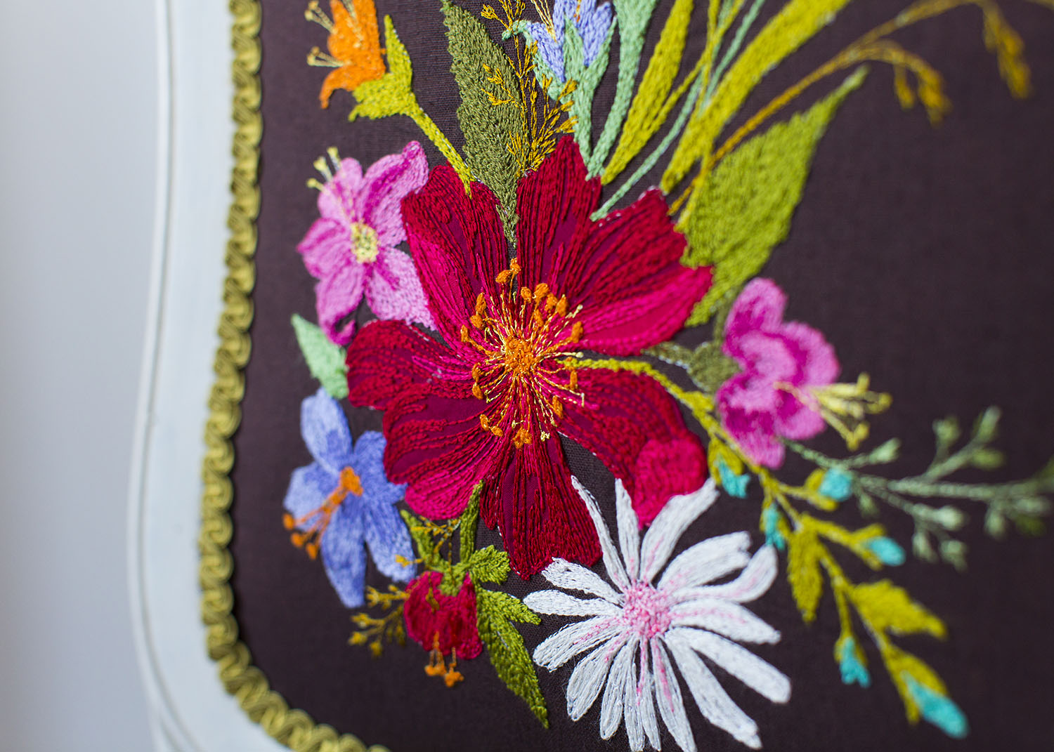 Commissioned embroidered chair