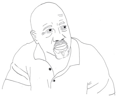 Pencil sketch of the character Bruce