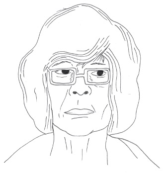 pencil sketch of a woman with glasses named esther for efflorescence