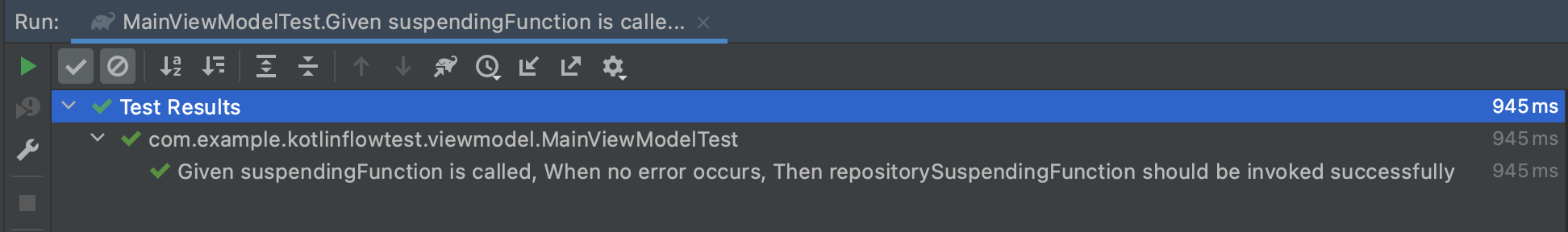 main view model test results