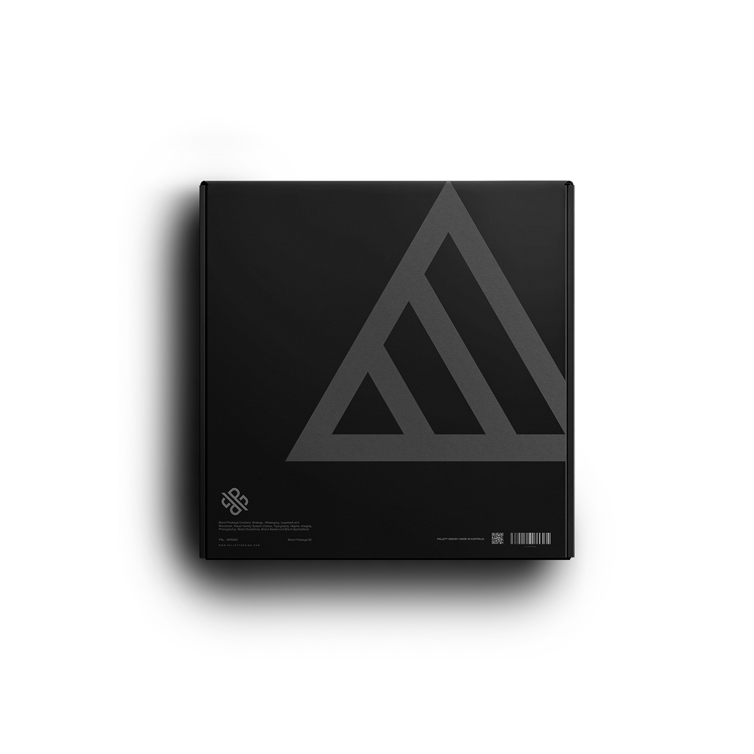 A black box with Pallett Design's symbol for creative on it.
