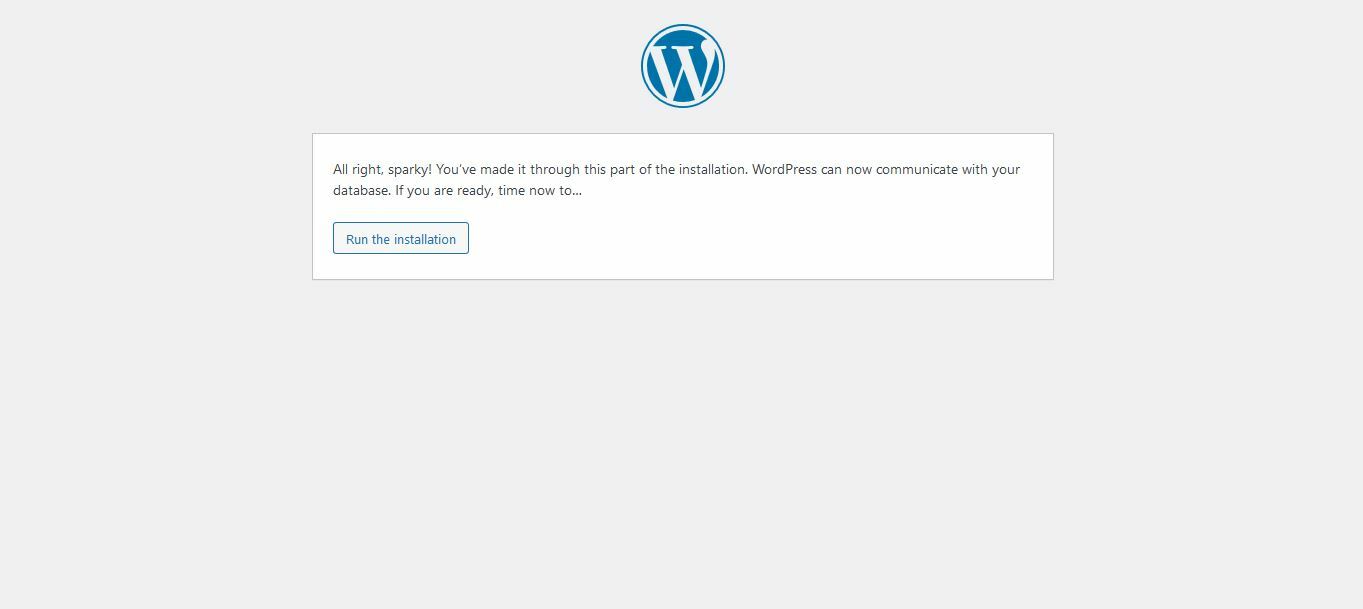 Click on Run Installation button to install WordPress