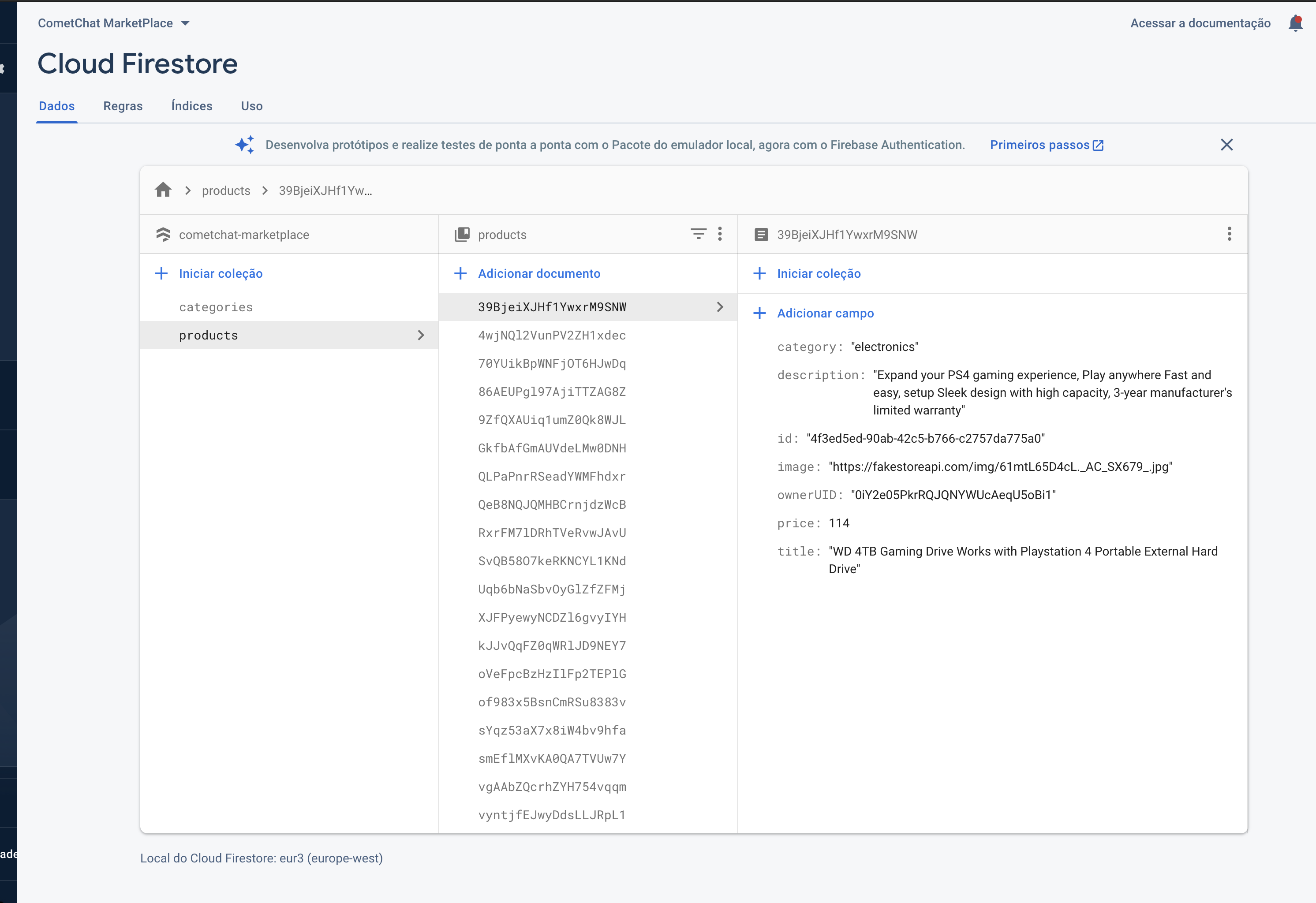 Cloud FIrestore Schema Example