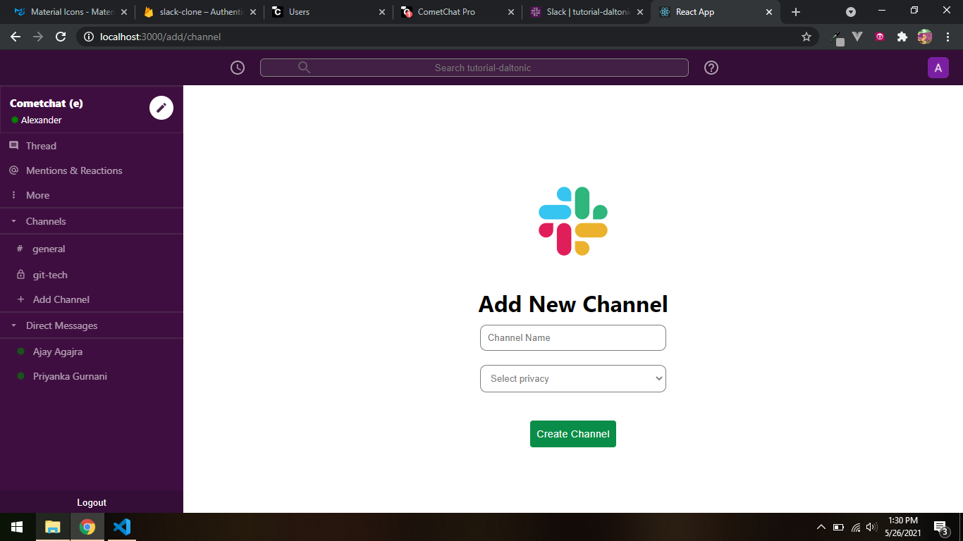 The Add Channel Component