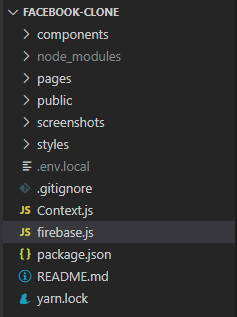 Project structure in the Facebook clone tutorial