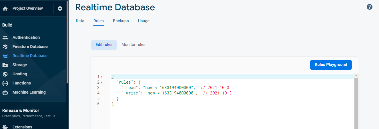 Update Firebase Realtime Database Rules