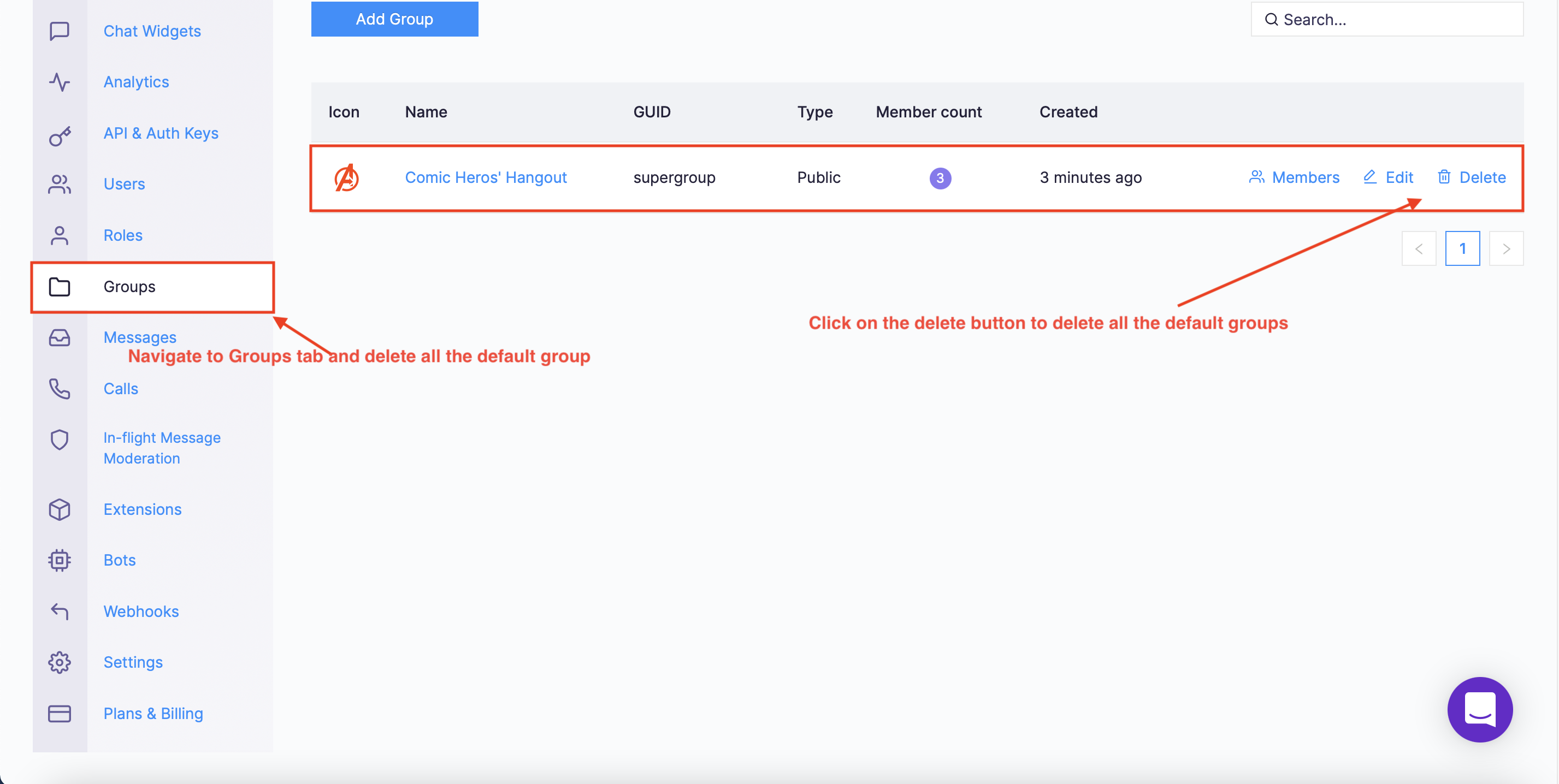 Navigate to Group tab and delete all the default groups