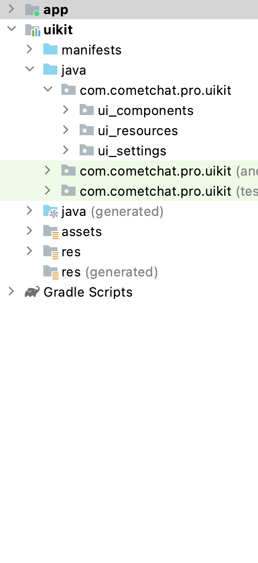 Folder Structure after Integrating CometChat Android UI Kit