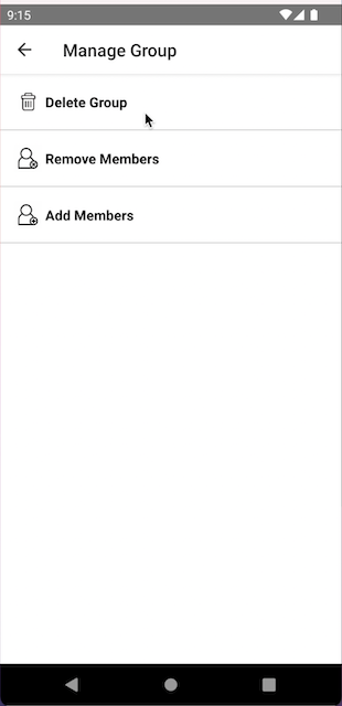 The Manage Group Page for React Native Gifted Chat