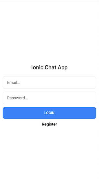 The Login Page for Ionic Chat App