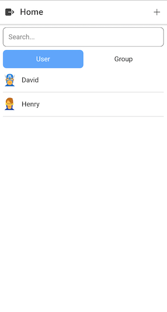 The Home Page for Ionic Chat App