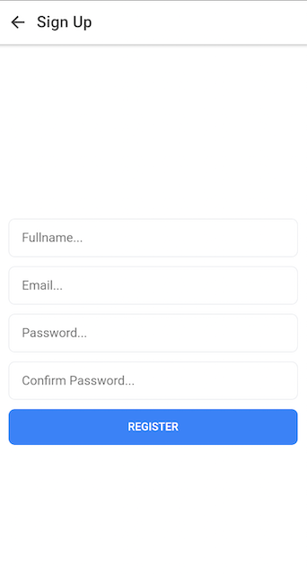 The SignUp Page for Ionic Chat App