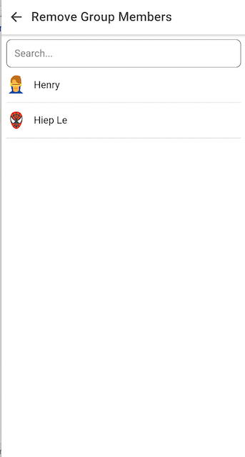 The Remove Group Members Page for Ionic Chat App