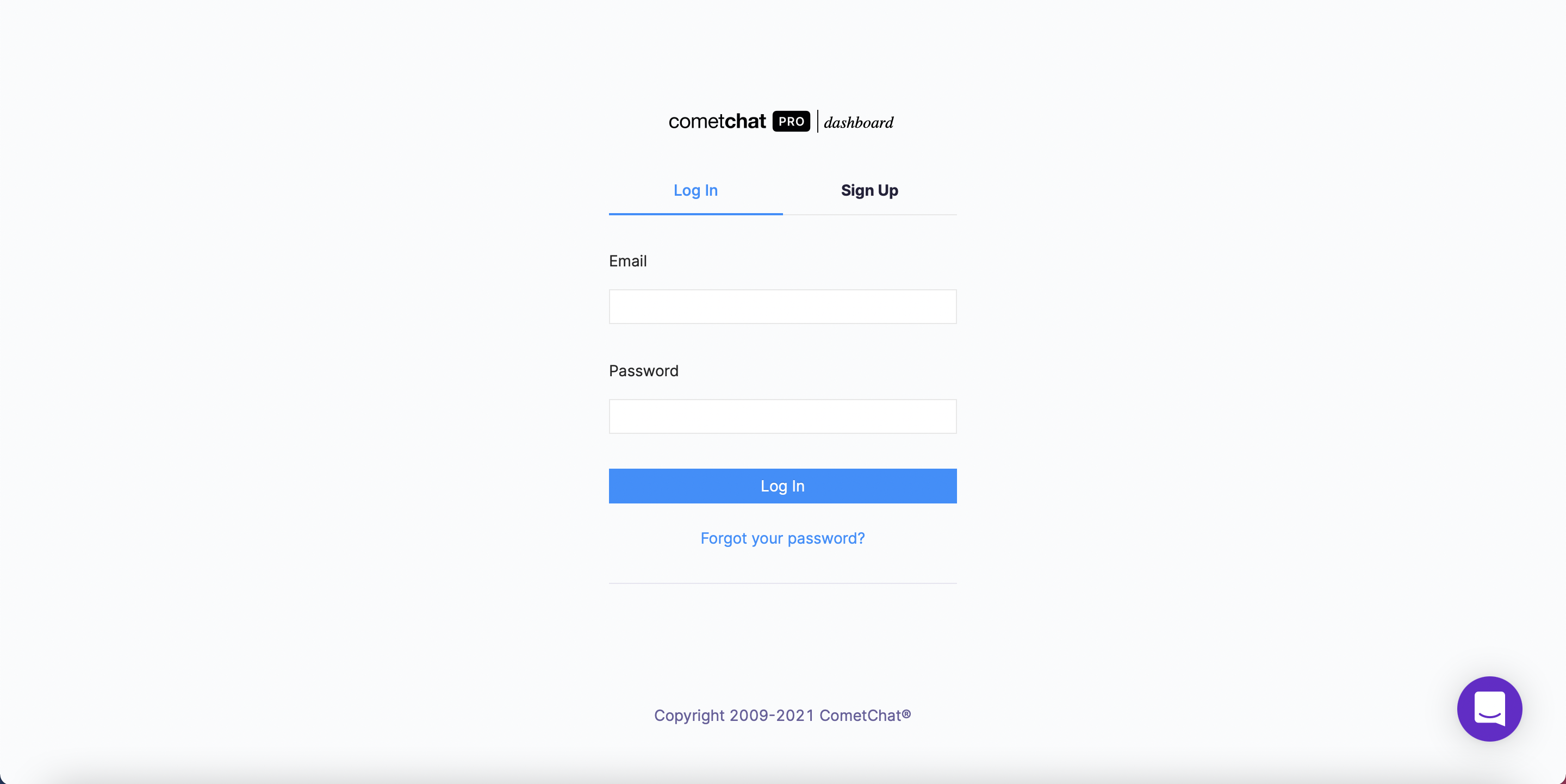 Log in to the CometChat Dashboard with your created account - Discord Clone