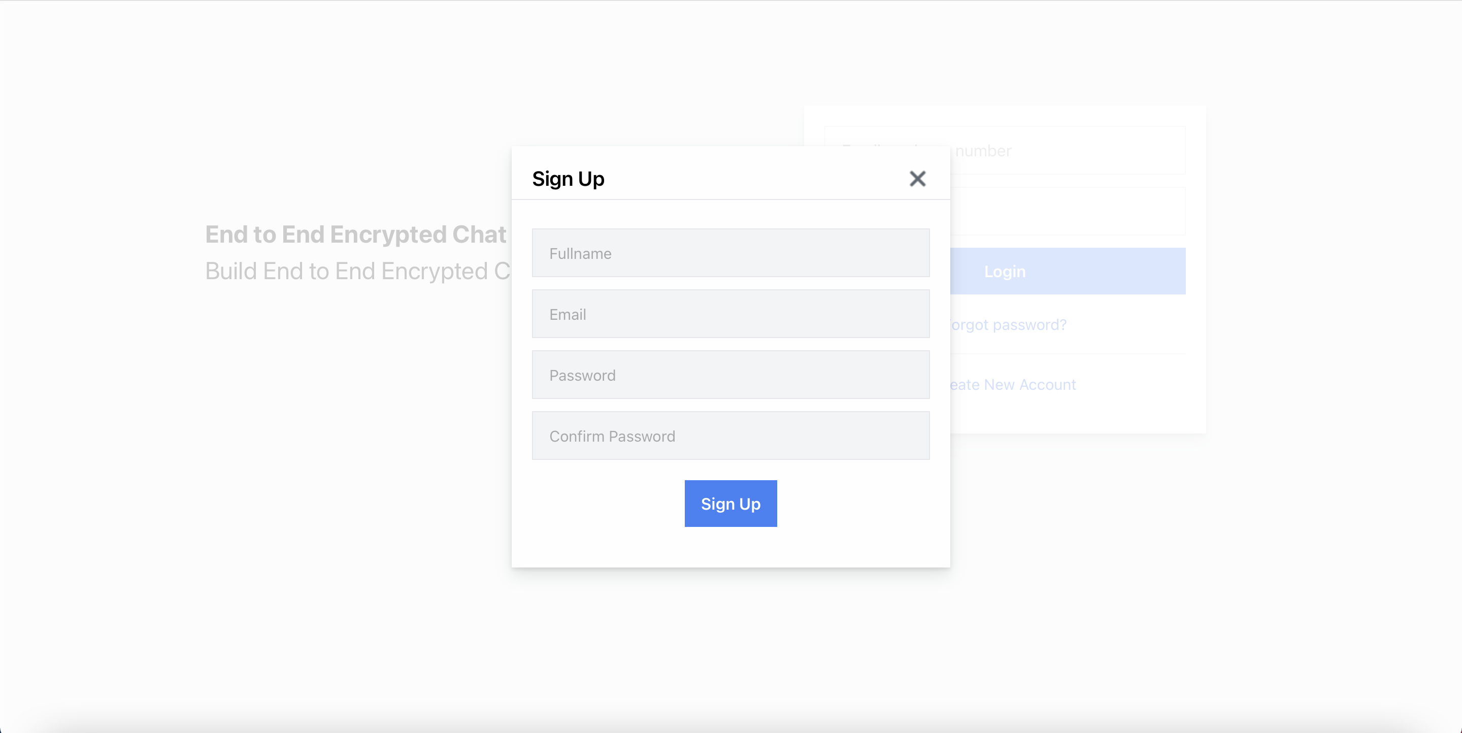 The Sign Up Page - End to End Encrypted Chat