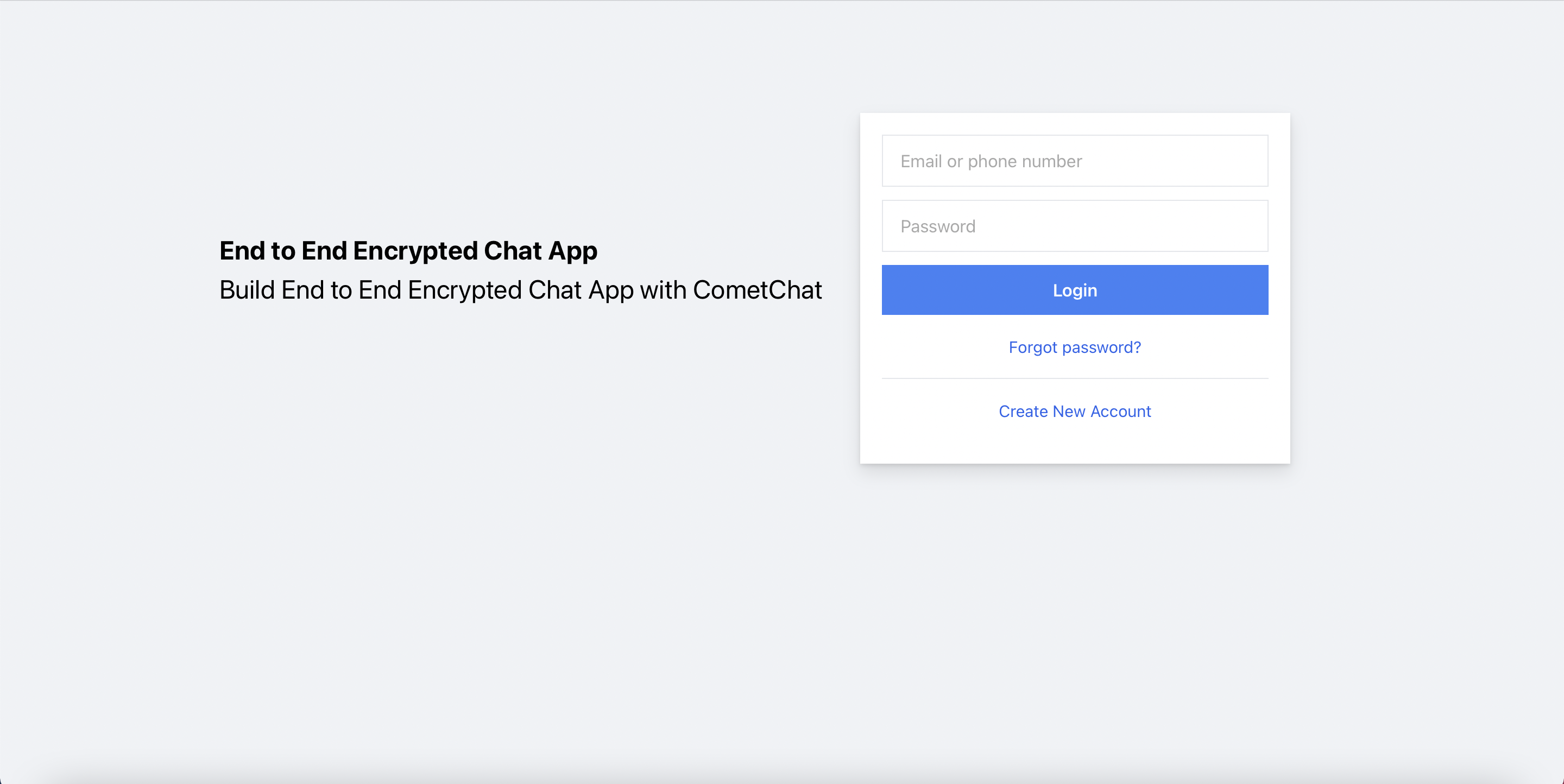 The Login Page - End-to-End Encrypted Chat