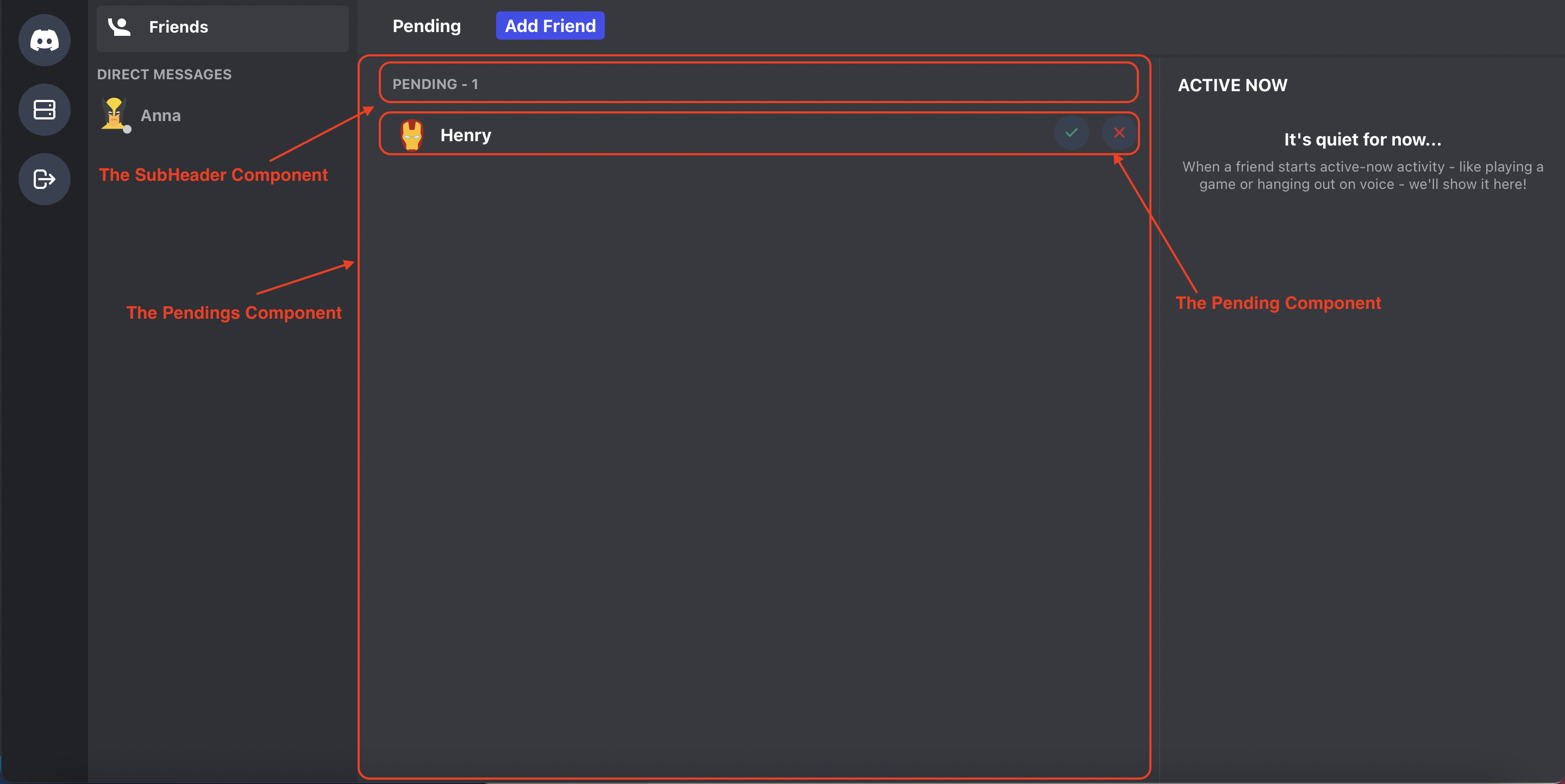 The Pendings Component