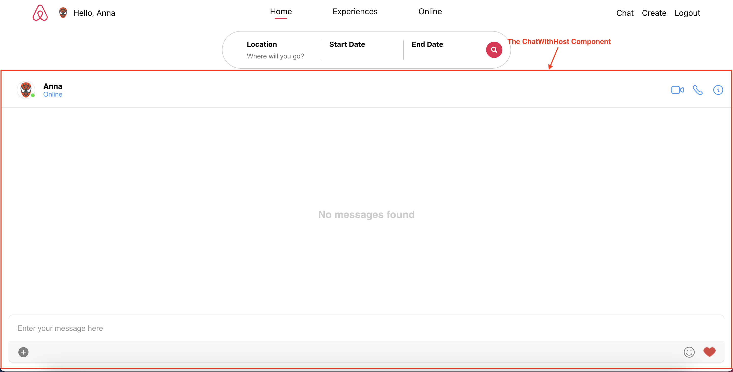 The Chat With Host Component
