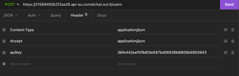 API headers in Insomnia