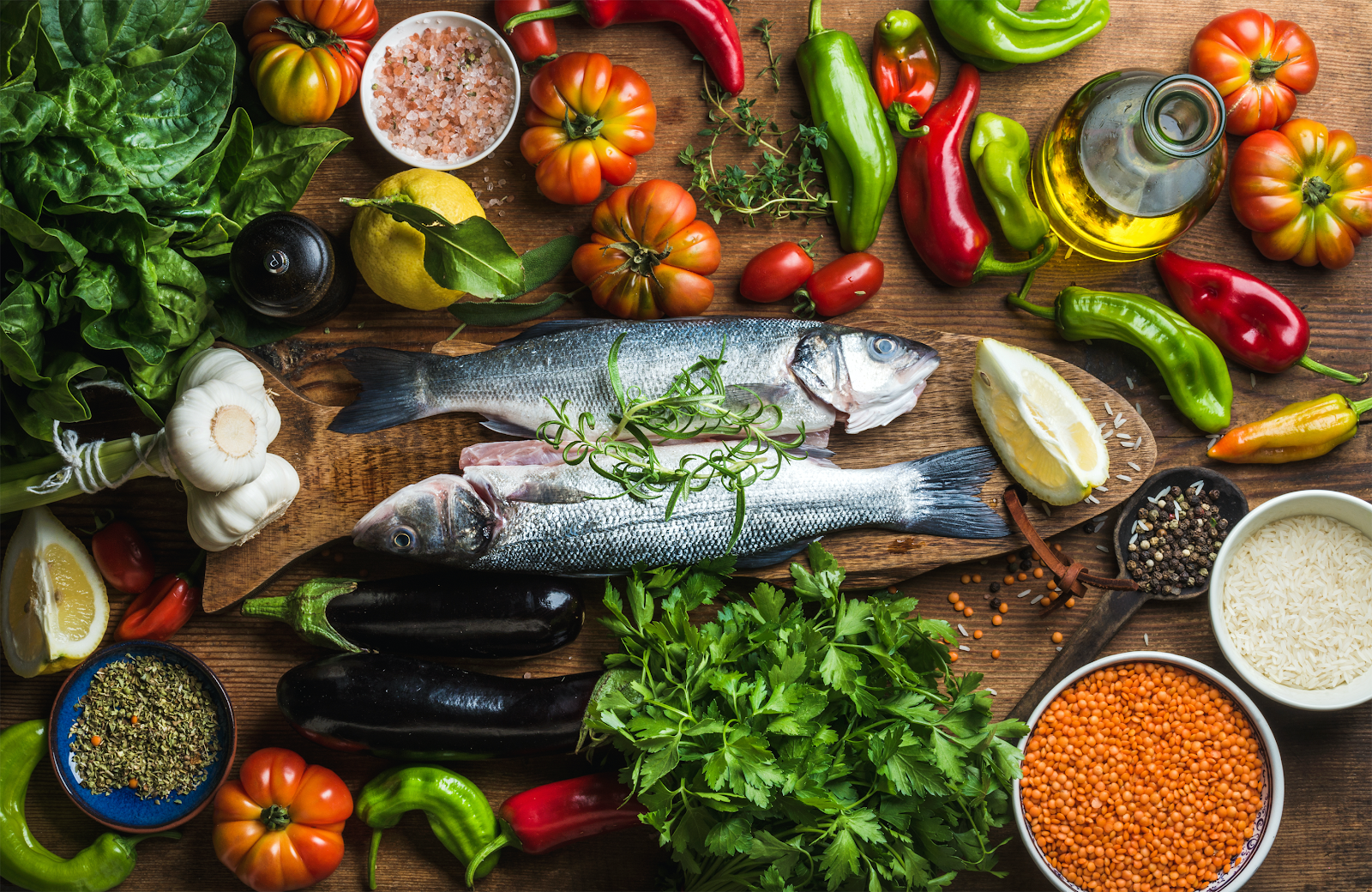 A bunch of food on a tableDescription automatically generated