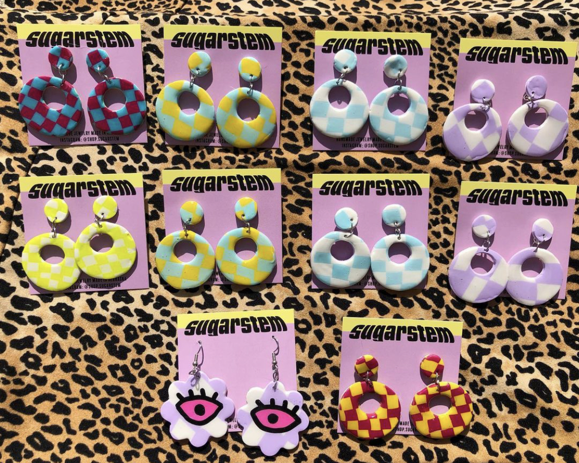 Checkerboard hoop earrings