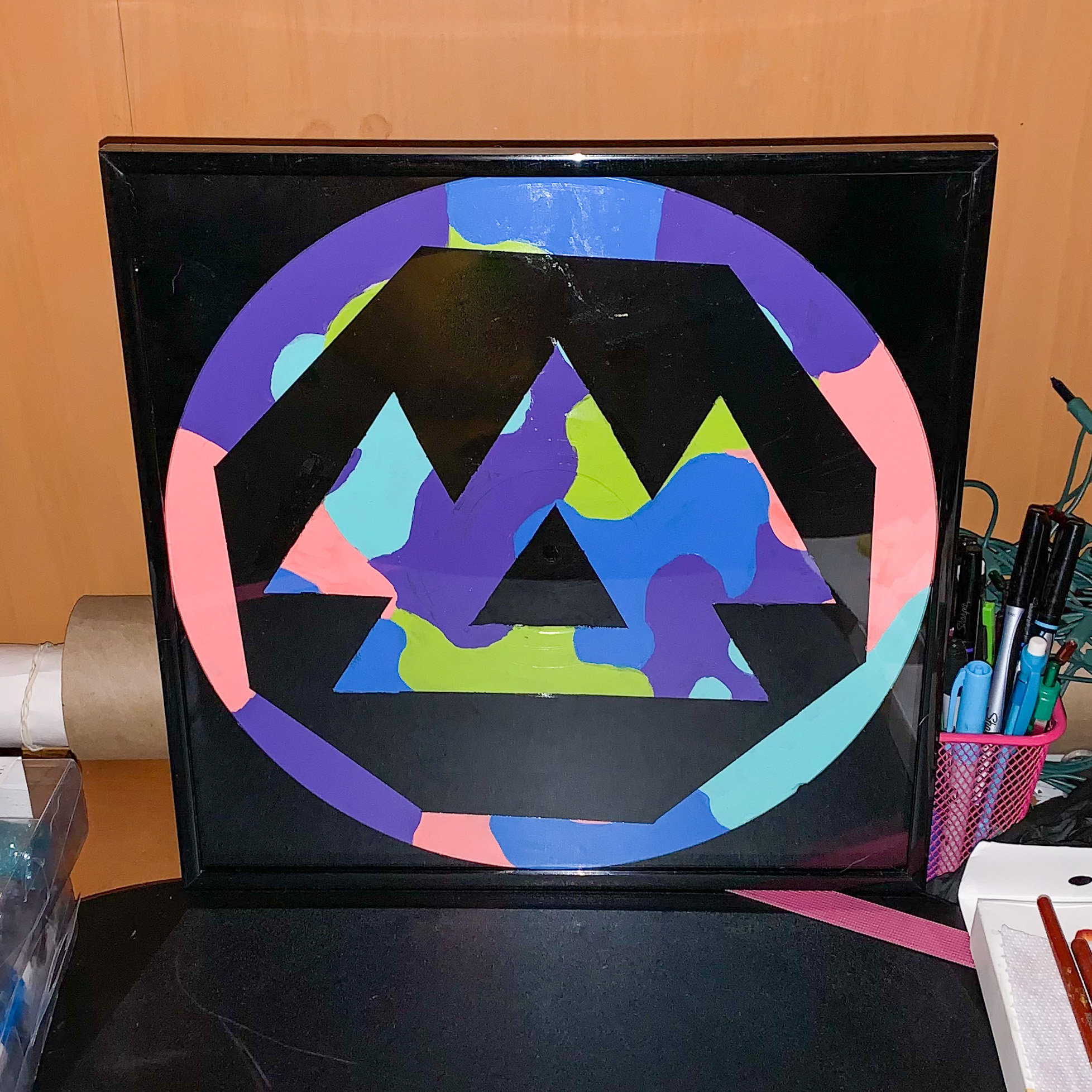 12" Recycled Painted Vinyl Record Framed