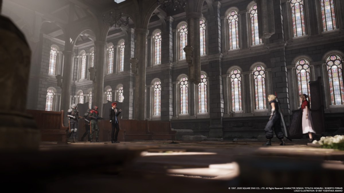 The church in Sector 5, with Cloud, Aerith & Reno in the background.