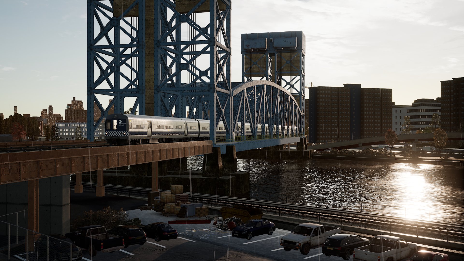 A train crosses the Harlem River Bridge