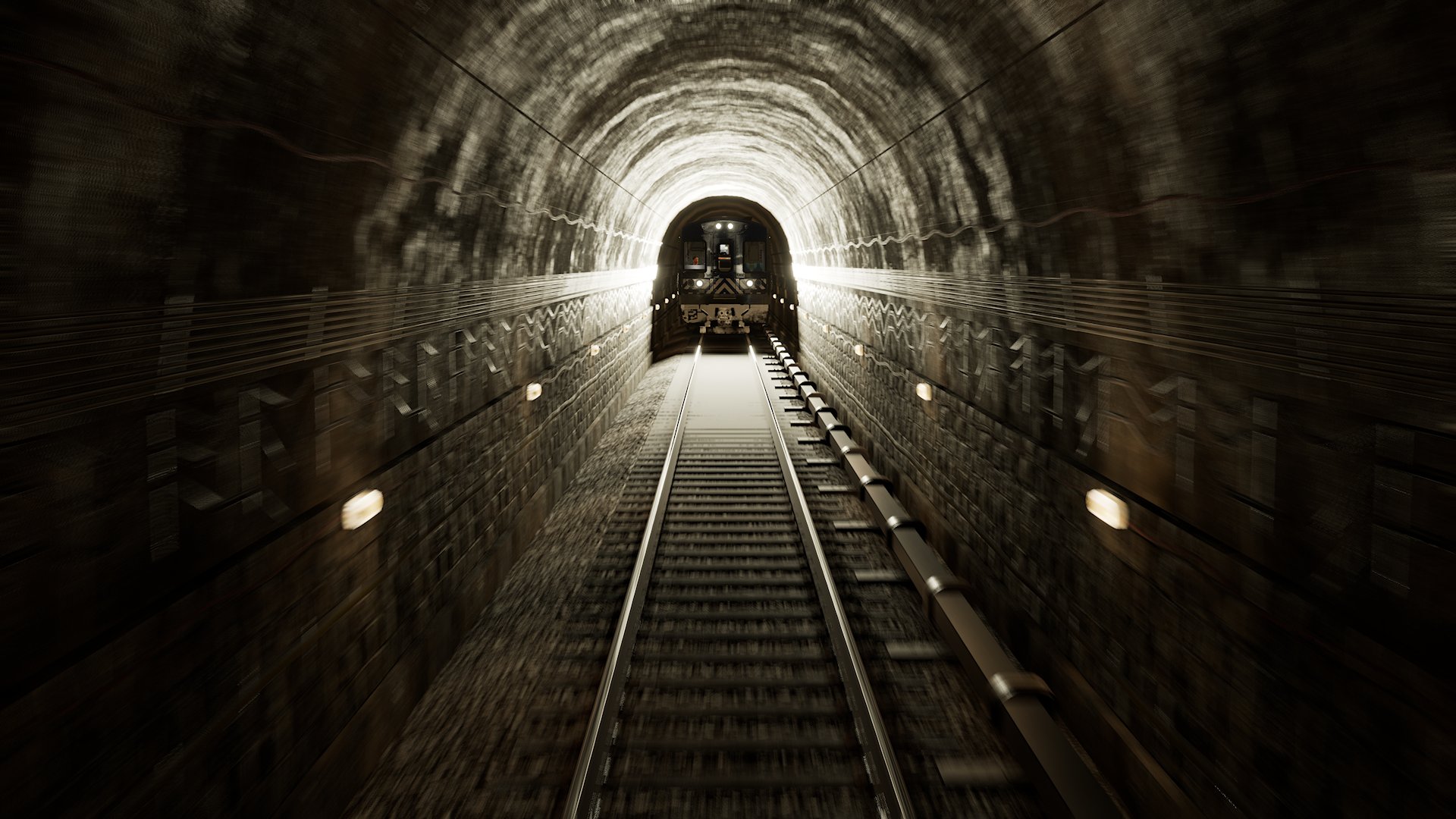 A train in one of the tunnels that leads to the Grand Central Terminal.