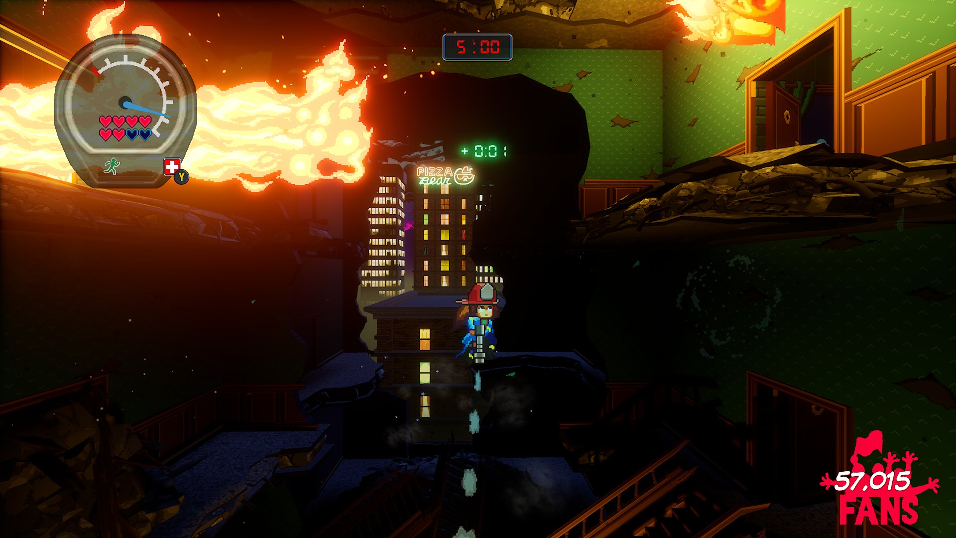Being able to jet up (and down) through blazing buildings accurately is a required skill.
