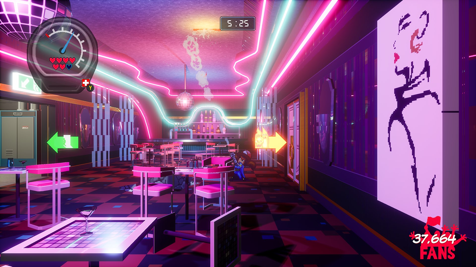 The flames even reach a swanky nightclub on one level.