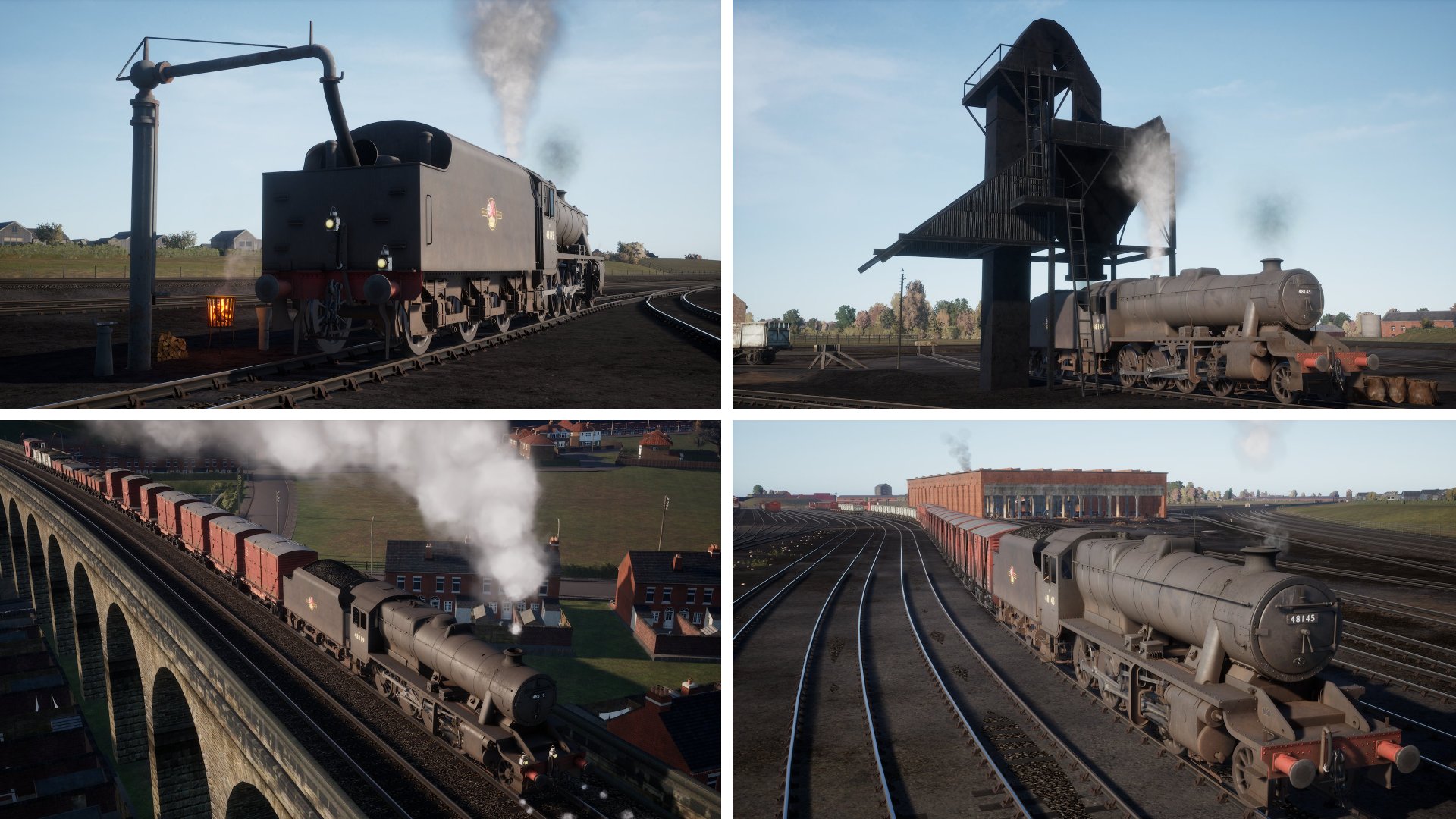 Multiple views of the Stanier 8F locomotive.