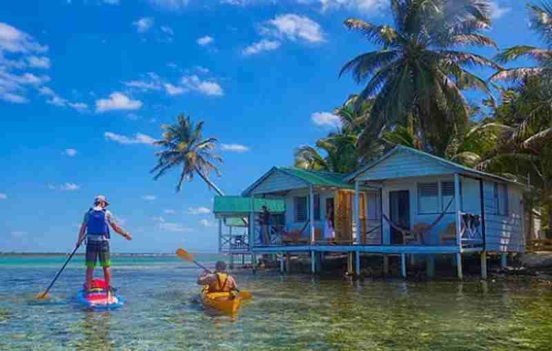 Paddlers paddling the Exhuma Islands, Bahama.