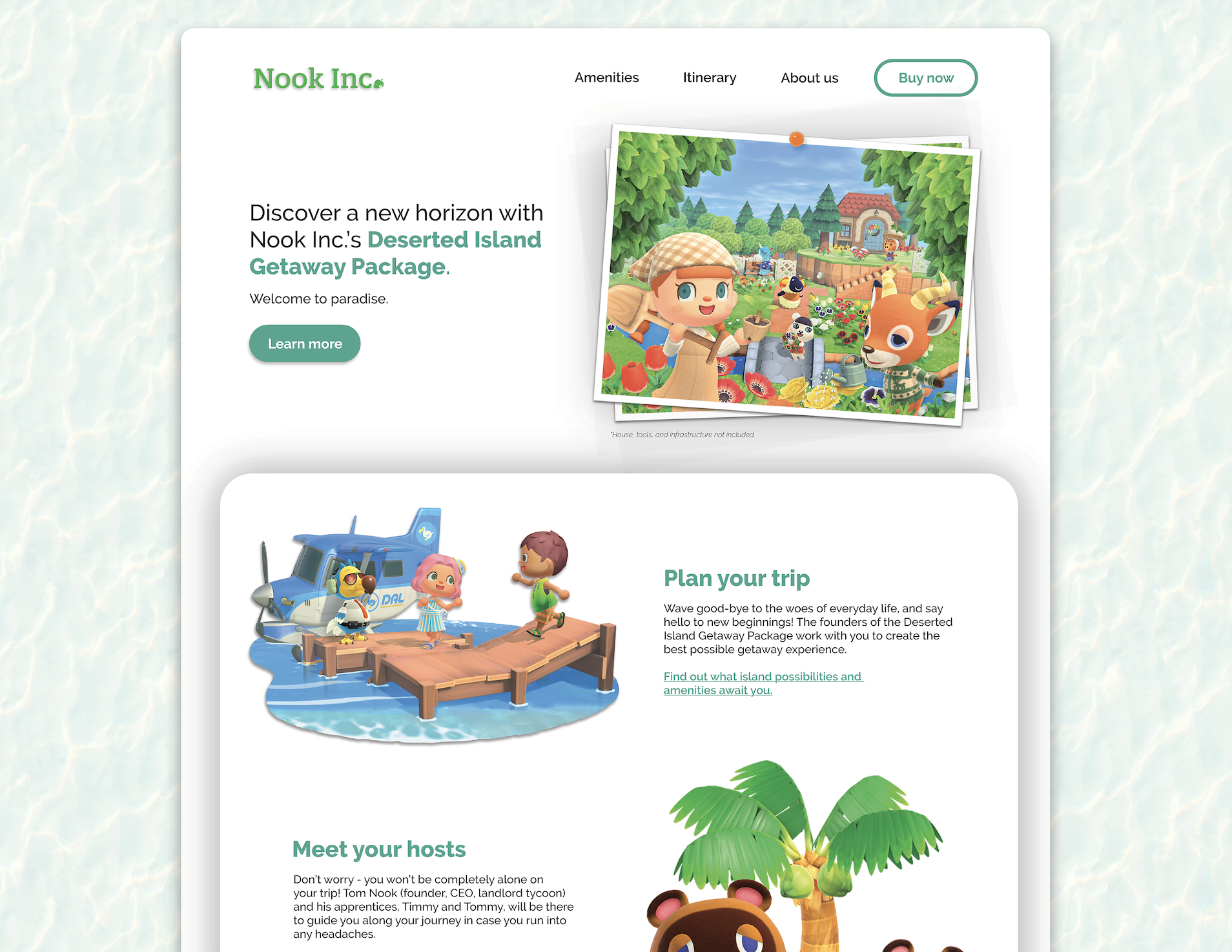 Animal Crossing landing page