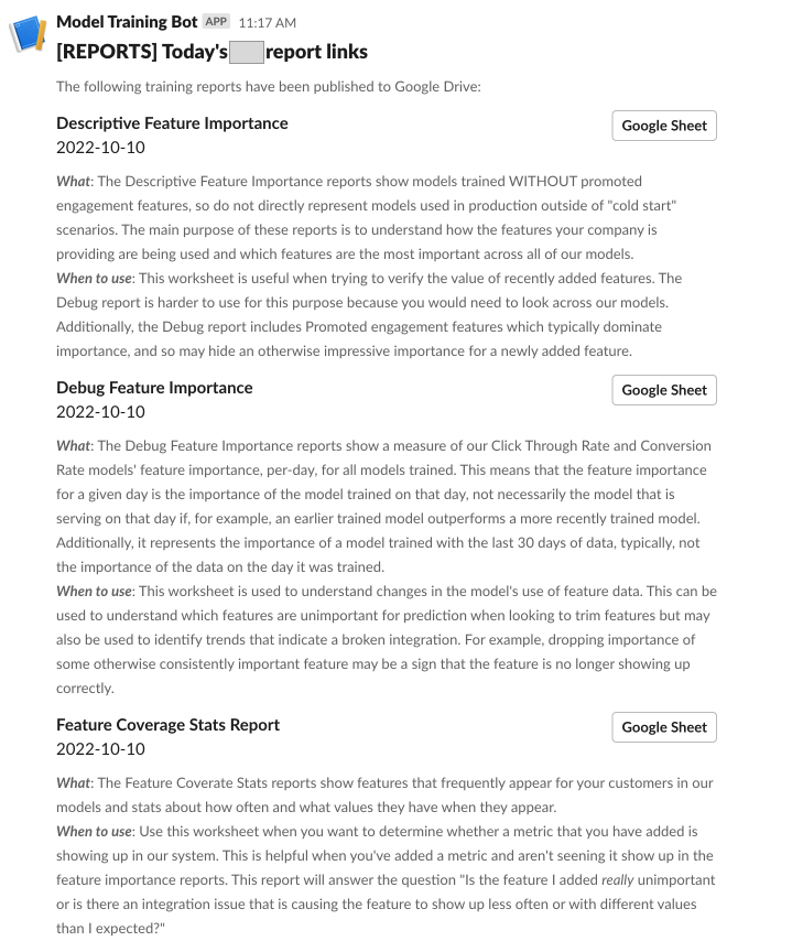 Sample Model Reports