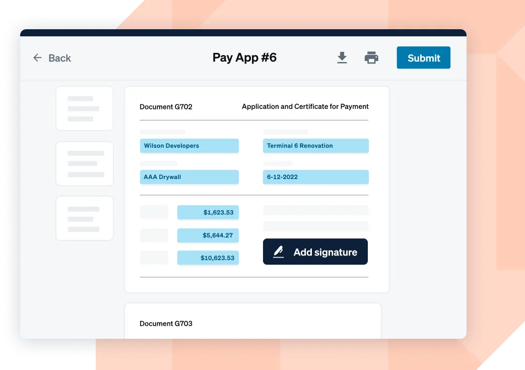 Siteline UI of autogenerated billing forms