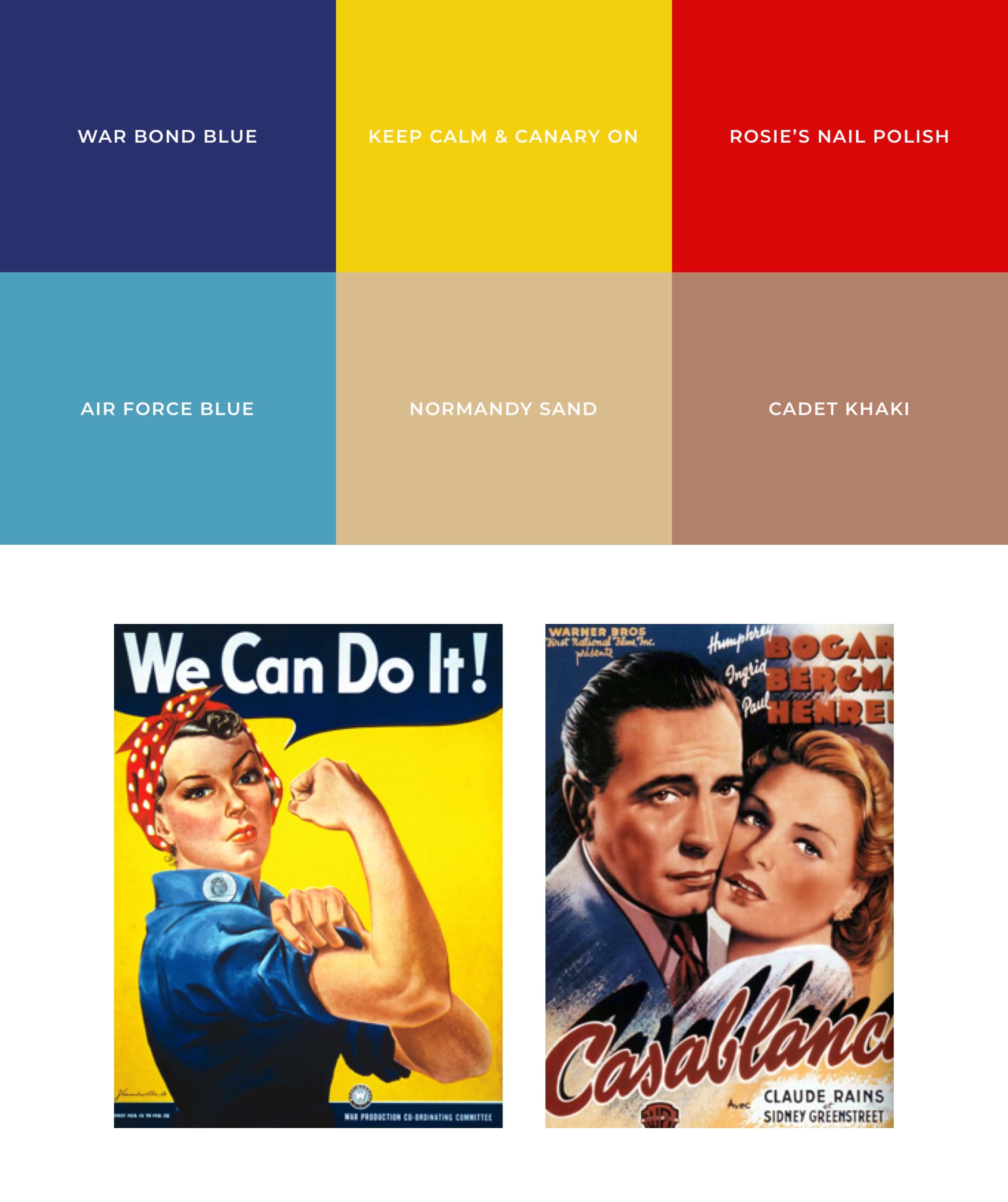 Farbtöne & Moodboard der 40er Jahre