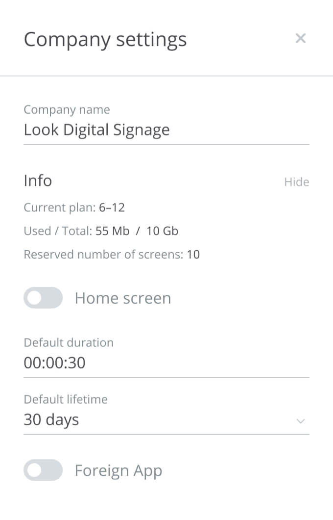 settings screnshot