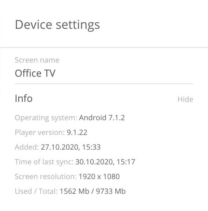 screen information