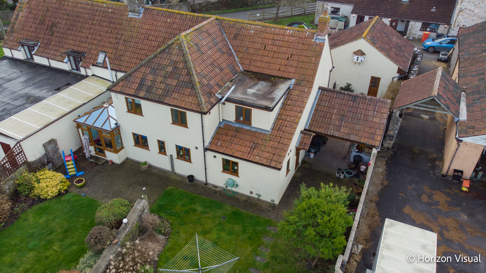 Aerial Drone Photography for Bloxham & Barlow Estate Agent in Wick St Lawrence Horizon Visual