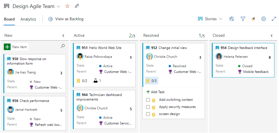 Tracking projects in Azure Devops