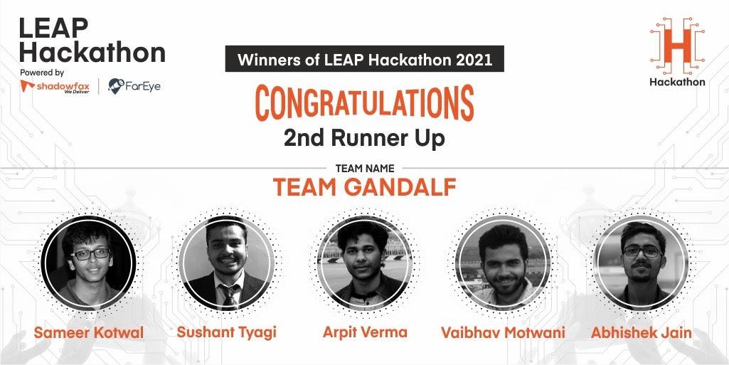 2nd Runner Up  Winners Of Leap Hackathon 2021