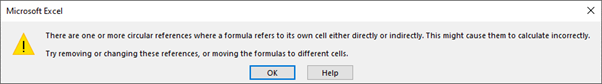 excel circular reference error