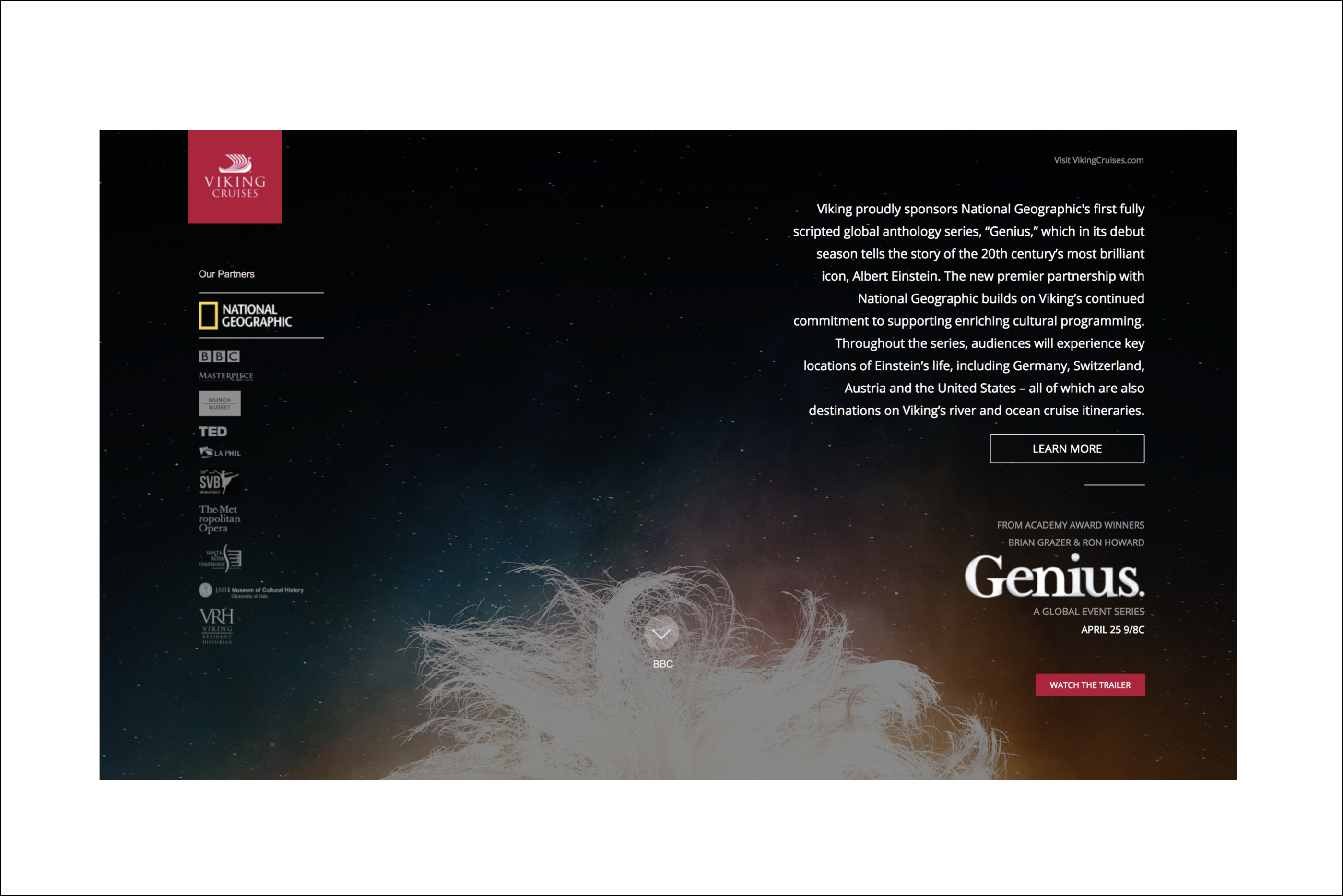 landing page of website
