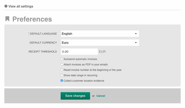 Sales receipts threshold in quaderno - easy as pie!